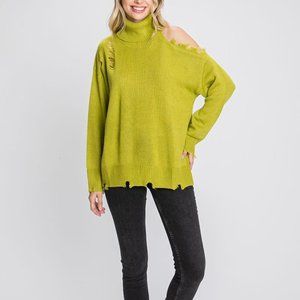 Plus Size Avocado Cold Shoulder Sweater